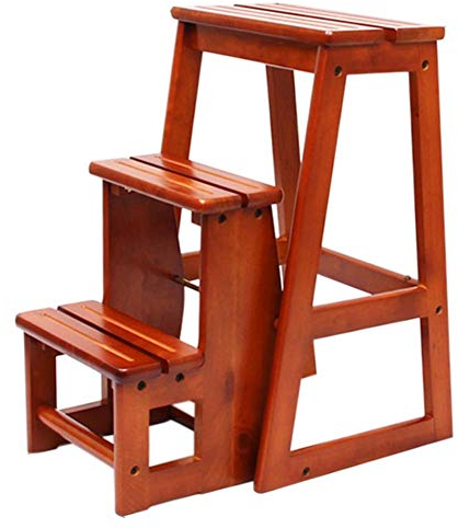 Stufenleiter, Klappleiter, Klappleiterhocker, 3 Stufen, Holzfußhocker, Trittleiter für Erwachsene, tragbare Schuhbank, Blumenregal, Innenküche, Badezimmer