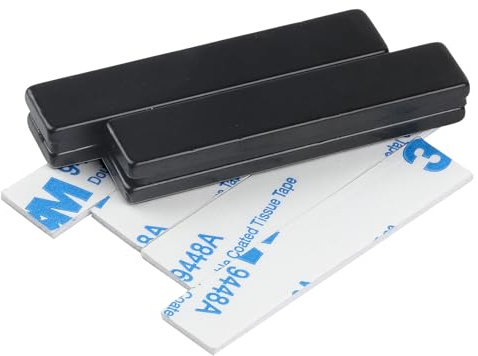 4 st neodymmagneter självhäftande svarta 50 x 10 x 3 mm starka rektangulära | Starka neodymmagneter med självhäftande baksida för magnettavla och köksskåp, inklusive dubbelhäftande tejp