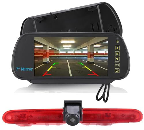 7 Zoll Rückspiegel Monitor + HD Bremsleuchte Rückfahrkamera Ersatz für FIAT E-Doblo/Toyota Proace City/Opel Combo Cargo/Vivaro/Peugeot Partner 2 II Tepee Rifter/Citroen Berlingo 3 III 4 IV B9 Kasten
