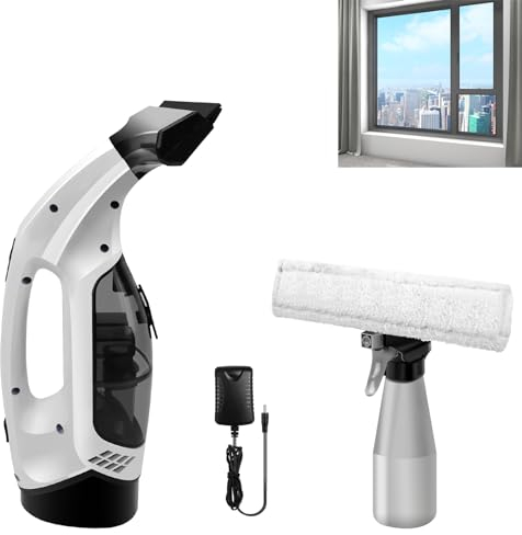 EFAN Cordless Vacuum Cleaner, Window Vacuum Squeegee with Spray Bottle and Microfibre Cloth, Electric Window Cleaning Tool for Shower Wall Mirror Glass/Car Windshield/Countertop