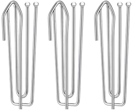 Roowintoo 60PCS Stainless Steel Pinch Pleat Curtain Hooks, 4 Prongs Drapery Hooks for Window, Door & Bathroom Curtains (2.7in x 1.3in)