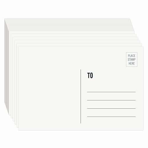 Blank Postcards for Mailing - Pinovk 100 Pcs White 4x6, Mailable Postcards Set Make Your Own Printable Postcards 300gsm/14pt Postcard Paper Cardstock for DIY Mailing Christmas Thanksgiving Painting