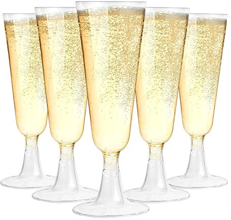 AMFUN 150ml Bicchieri Da Champagne, 30 Pezzi Flute da Champagne, Calice Riutilizzabili Trasparente Calici Vino, Calici Vino Per Feste, Matrimoni, Compleanni