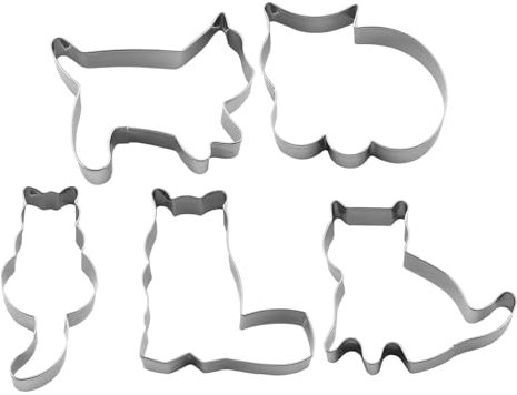 Katzen-Ausstechformen - 5X Keksausstecher Edelstahlform, Ausstechformen Kinder Katze, Ausstecherke Für Küche Und Restaurant