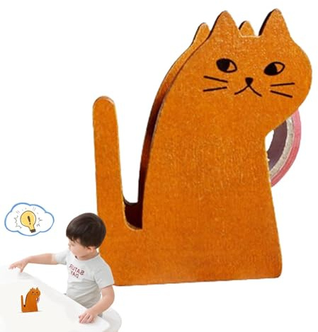 Klebebandabroller – Cartoon-Katzen-Klebebandabroller aus Holz, Klebebandabroller aus Holz, niedlicher Katzen-Klebebandabroller, Postprodukte, Klebebänder, tragbar für Wohnzimmer, Klassenzimmer
