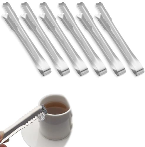 6 PCS Pinza per Ghiaccio in Acciaio Inox, Pinze per Dolci, pinze da Portata, Pinze da Zucchero, per Antipasti, Cubetti di Ghiaccio, Zollette di Zucchero, Ideali per Cucina, Bar e Feste