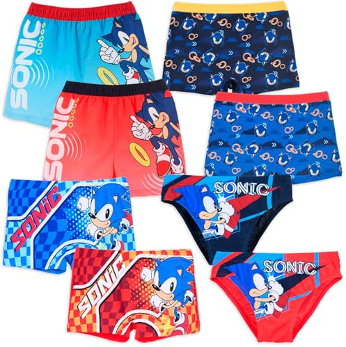Sonic The Hedgehog - Costume da Bagno Bambino Ragazzo – Slip o Boxer Mare Piscina – Abbigliamento Estivo – Costume Ufficiale – Idea Regalo Estate [Parigamba 18116 Rosso - 8 Anni]