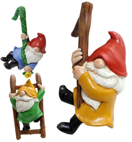 Toddmomy Figurines de Jardin Nains en Résine Suspendues, Décoration Terrasse Extérieure, Lot de 3 Ornements Suspendus pour Balcon et Jardin, Décor Créatif pour Scène Domestique,