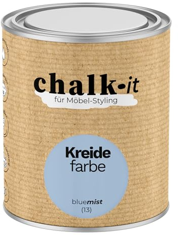 chalk-it Kreidefarbe 750ml (13) Blue Mist Möbel Farbe Shabby Chic Holzlack Natur Vintage Look Möbellack Erfüllt EN71-3 Sicher Kindermöbel Spielzeuge