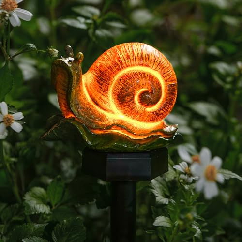 Solarlampen für Außen Garten mit Erdspieß, Frosch Schnecken Solarleuchten für Außen, Wetterfest Solar Laternen für Draußen Terrasse Garten Rasen, Solar Deko Garten Ambientebeleuchtung (Schnecke-B)