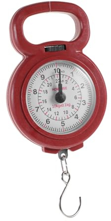 Tragbare Handwaage für Gepäck und Fisch, Kleine Mechanische Hängewaage | 10kg Messbereich, Kunststoff und Metall, Leicht zu Verstauen, Hohe Genauigkeit, Rot Zufällige Farbe