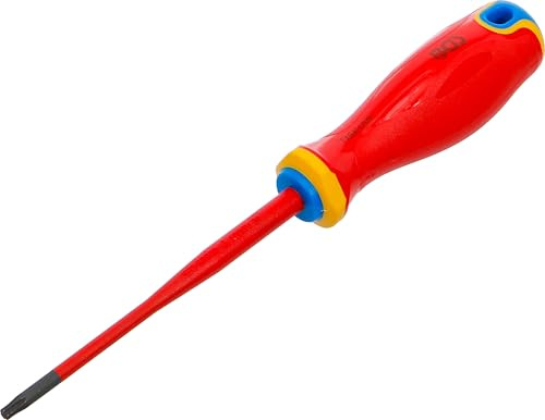 BGS 35864 | VDE-Schraubendreher | dünne Spitze | T-Profil (für Torx) T15 | extra dünne Spitze | Länge 100 mm | Chrom-Vanadium-Stahl (S2) | DIN ISO: EN/IEC 60900 | mit Aufhängeloch