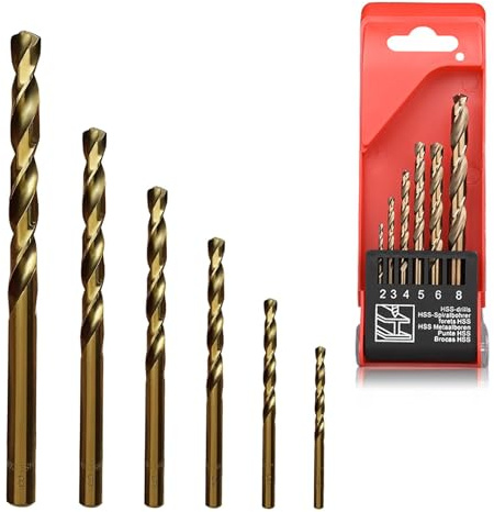 Cobalt Drill Bit Set,M35 High Speed Steel Twist Drill Bits,135° High Speed Steel Twist Drill Bits for Stainless Steel,Hard Metal,Cast Iron,Plastic and Wood with Indexed Storage Box (Ø2/3/4/5/6/8 mm)