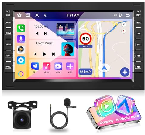 Motorsi Android 6+128G para VW T5 Passat B5 Golf 4 Polo Skoda Galaxy Seat Peugeot 9 Pulgadas Autorradio Carplay Android Auto Radio Bluetooth 5.0 GPS WiFi FM/RDS Cámara Trasera, Compatible con Dab