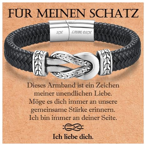 USEEDOVIA Lederarmband Geschenke für Sohn/Papa/Schatz Armband Leder Edelstahl Magnetverschluss mit Ich Liebe Dich Gravur Weihnachten Geburtstagsgeschenk