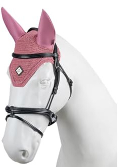 TORPOL Pferde Ohrenhaube aus Baumwolle – Fliegenohren Ohrenschutz für Pferd & Pony, Handgehäkelt, Verschiedene Größen & Farben, atmungsaktiv & Insektenschutz (Rose, Pony)