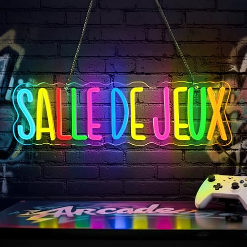 Lxmoneon Salle de jeux Neon Schild Buntes LED Leuchtschild für Videospiele, Dimmbares Neon Spiel schild USB Game Leucht buchstaben für die Spielzone, Geschenk für Jungen und Teenager