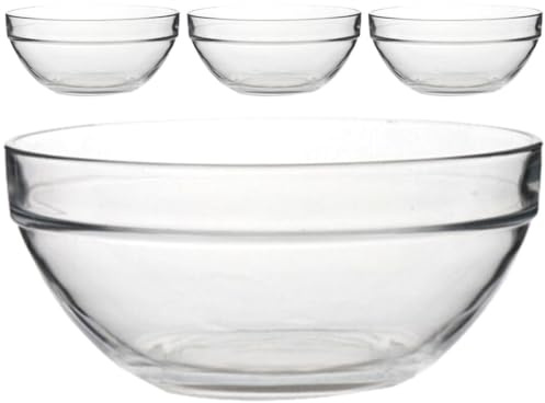MOKKHNB 4Pcs Transparent Glass Ramekins Small Food Bowls Multi-Function Household Kitchenware for Desserts Milk Serving Snacks
