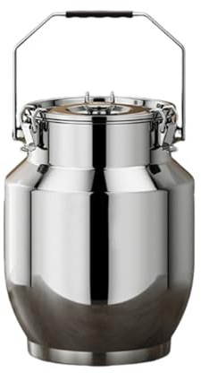 Contenitore for farina di cereali in acciaio inossidabile, contenitori for alimenti con coperchio ermetico, morsetto di bloccaggio, rotondo for riso, farina, cereali, caffè, riso(10L)