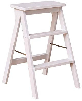 LISHEUK Dreistufiger Klapphocker für Haushalt und Küche, weiße Klappleiter mit multifunktionalem Design