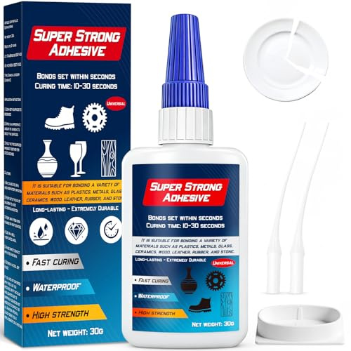 Pegamento Fuerte Super Glue - Pegamento Plastico Extrafuerte, Profesional Pegamento Extra Fuerte Líquido para Zapatos Plastico Cerámica Madera Vidrio, 30g