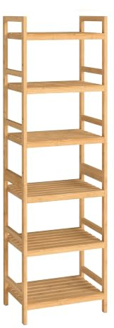 SONGMICS Scaffale Portaoggetti in Bambù, Organizzatore a 6 Livelli per Bagno, Cucina, Camera da Letto, 30 x 43 x 173 cm, Naturale BCB076YL01