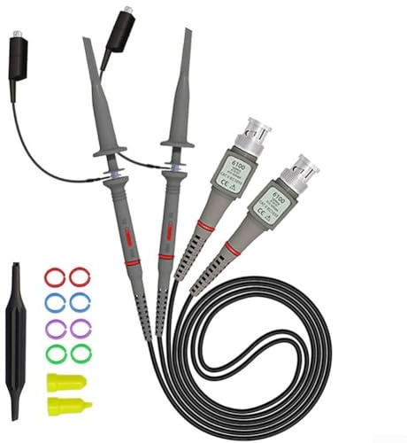 P6100 Oscilloscope Probe 100MHz 1X/10X Switch BNC Test Wire for Digital Handheld Scope - Safe Grounding Clip Stable Signal(2PCS)