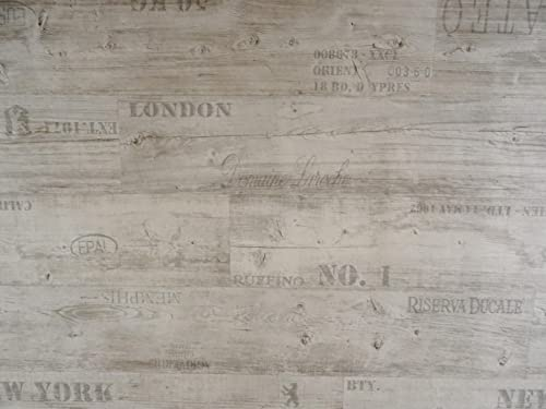 PVC Bodenbelag Vinylboden mit Schriftzügen, weiß, Zuschnitt (2m breit, 2m lang)