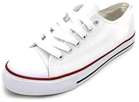 P&L ITALY COLLECTION Zapatillas de Lona Mujer Blanco Bambas Blancas Puntera Goma Loneta