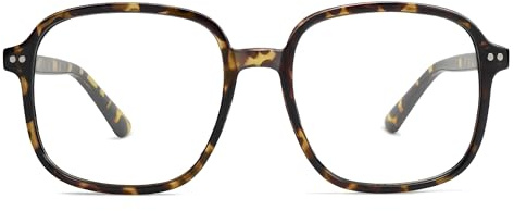 SOJOS Square Blue Light Blocking Glasses Oversized for Women TR90 Frame Filter SJ5081 with Tortoise Frame/Anti-Blue Light Lens