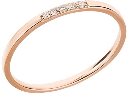 Ardeo Aurum Damenring aus 375 Gold Roségold mit 0,05 ct Diamanten Brillant Vorsteckring schmal Stapelring Gr. 52