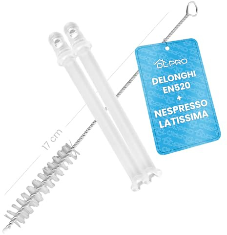 DL-pro Set de 2 tuyaux pour machine à café 101 mm + 1 goupillon compatible avec DeLonghi 5313226701 EN520W EN520R EN520B EN520S Nespresso Lattissima et Nespresso Lattissima Plus