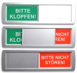 1 GROßES BITTE KLOPFEN/BITTE NICHT STÖREN Schild 17,5x5cm NEU:Magnete im Rahmen arretieren gebogene Metallschiebeeinheit in Position: Gut mit Ellbogen bedienbar Metallic-Lack&3M Qualitätsklebefläche