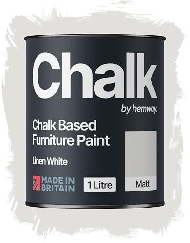 Hemway Chalk Based Furniture Paint, Linen White 1L, Matt Finish | Shabby Chic, Chalk Paint Furniture & Walls, Quick Dry & 1 Coat