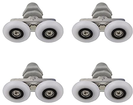Roulettes Doubles pour Porte de Douche Roulettes pour Porte de Douche Roulettes Coulissantes Porte Salle de Bain Douche Rouleau de Douche de Rechange,Pièces de rechange pour salle de bain 25mm 4 PCS