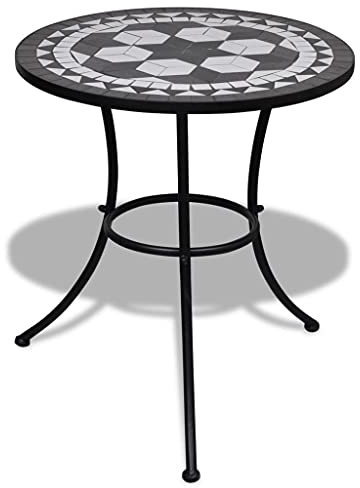 TEWTX7 Mosaik-Bistrotisch Beistelltisch Mosaiktisch Couchtisch Arbeitsplatte aus Keramik Gartenmöbel für Balkon 63 cm Robuste und Pflegeleichte Tischplatte