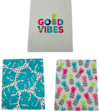 Carolina Pad Studio C Tropical Themed 3 Folder Set, (Pineapple, Palm Leaves on Polka Dots, Pineapple Heaven)