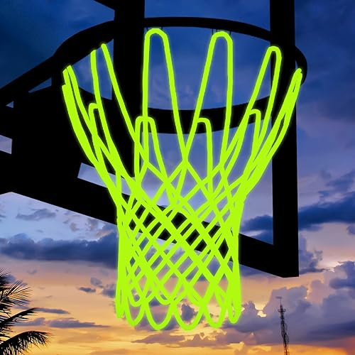 Mr Warm Basketnät utomhus, 2024 uppgradering basketnät, alla väder anti-piska basketbollnät ersättning – 12 öglor