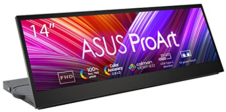 ASUS ProArt PA147CDV - 14 Zoll Creative Touch Tool - Full HD 1920x550, Calman, 100% sRGB, 10-Punkt Touch, Adobe Software kompatibel - IPS, 32:9, entspiegelt, Typ-C USB, HDMI