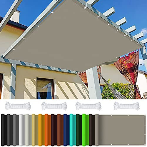 Voile d'ombrage Rectangulaire 2 x 8 m Voile d'ombrage sur Mesure Voile Pare-Soleil en Tissu pour Jardin Terrasse Balcon, Kaki