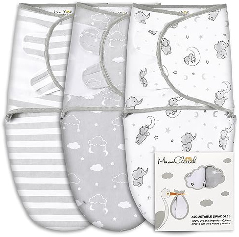 Mama Cheetah Preemie Wickelsack, Bio-Pucksack, Schlafsäcke Für Frühchen, Wickeldecke, Einfache Pucksäcke Für Jungen Und Mädchen, 1,8–3,2 Kg, Neugeborene Essentials, 3er-Pack, Grau