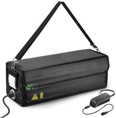 Nizirioo E-Bike Akku Tasche, Feuerfest Explosionsgeschützte Lipo Fahrrad Safe Bag für Lagerung, Transport, Aufladung (41x13x12cm)