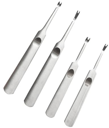 SHINEOFI 4pezzi Strumenti Per Pelletteria in Acciaio Resistente Groover Cuciture u e v Per Intaglio e Rifinitura Artigianale Utensili Per Lavorazione e Scarnitura Pelle