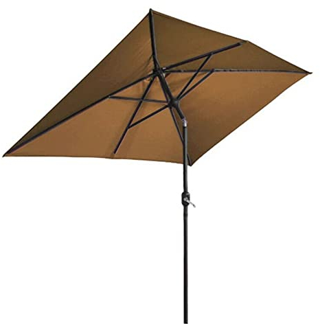 CCYENG Gartenschirm, 3 x 2 m, Sonnenschirm, Sonnenschutz, Terrasse, Außenschirm, rechteckig, Kaffeebraun, Aluminium, Terrassenschirm, Gartenschirm, Sonnenschutz, Über