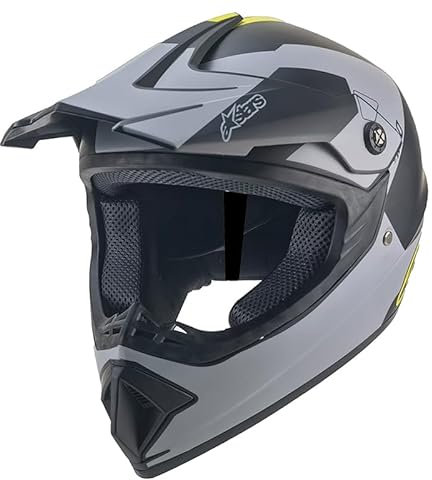 Kinder Crosshelm Stars AHP grau – Motorradhelm für Kinder, ABS-Schale, robuster Kinderhelm für Downhill, Quad und Motocross (M)