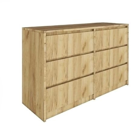 BDW - Kommode mit Schubladen - Sideboard Wohnzimmer - 120 cm breit, 77 cm hoch - Schubladenkommode für Schlafzimmer, Kinderzimmer, Jugendzimmer, Flur - Eiche Craft