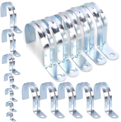 Cimeton 20Pcs 2 Inch One Hole Pipe Strap Single Hole Pipe Clamp One Hole Strap Zinc Plated Steel EMT Pipe Straps with 1 Hole EMT Conduit Clamp for EMT Conduit Pipe Fixing