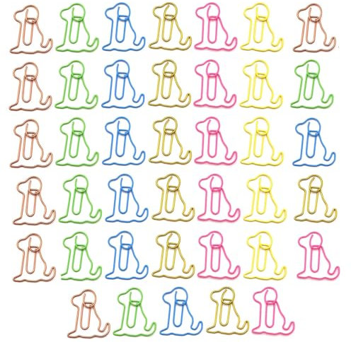40 Stück Büroklammern,Büroklammern Bunt Motiv,Büroklammer Lesezeichen Hund,Paper Clips Klein,Papierklemmen Kreative Metall Deko,für Büro Schule Hause Notebook Poster Foto Schreibwaren Bürobedarf