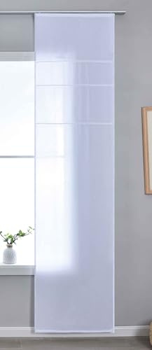 Gardinenbox Halbtransparente Schiebegardine mit Paneelwagen HxB 245x60 cm Weiß »Leipzig« Kettenmuster lichtdurchlässig Elegante Struktur 202450P_AMA