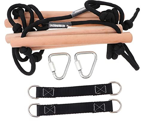ibasenice Wooden Boys and Girls Climbing Ladder Swing Toy Polyester Rope Safe Sturdy Ladder Toys for Outdoor Play